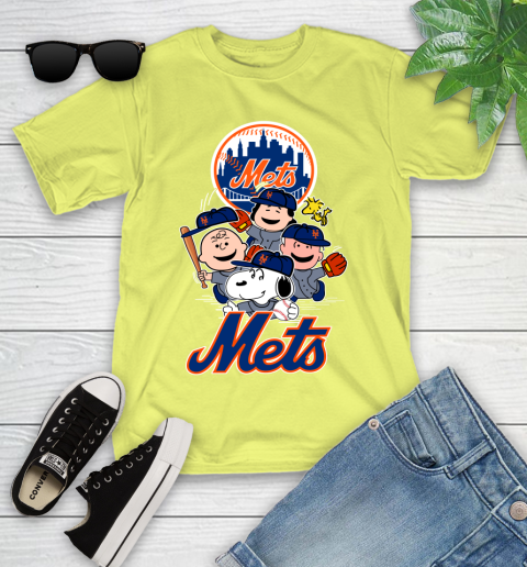 MLB New York Mets Snoopy Charlie Brown Woodstock The Peanuts Movie Baseball T Shirt Youth T-Shirt 10