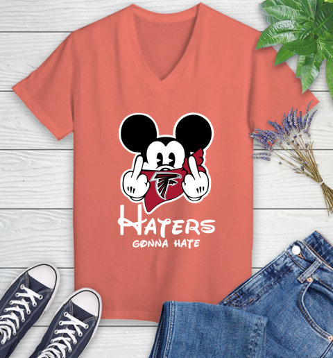 NFL Atlanta Falcons Haters Gonna Hate Mickey Mouse Disney Football T Shirt Women's V-Neck T-Shirt 6