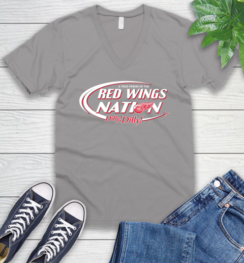 NHL A True Friend Of The Detroit Red Wings Dilly Dilly Hockey Sports V-Neck T-Shirt 3