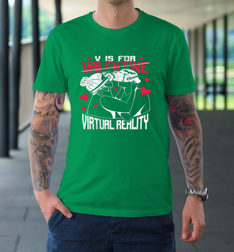 V Is For Virtual Reality Funny Valentine Couples Lovers Kiss T-Shirt 13