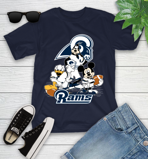 NFL Los Angeles Rams Mickey Mouse Donald Duck Goofy Football Shirt Youth T-Shirt 2