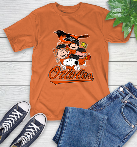MLB Baltimore Orioles Snoopy Charlie Brown Woodstock The Peanuts Movie Baseball T Shirt_000 T-Shirt 4