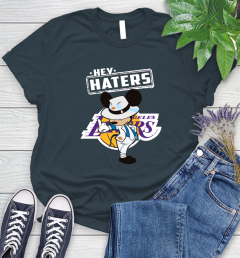 NBA Hey Haters Mickey Basketball Sports Los Angeles Lakers Women's T-Shirt 11
