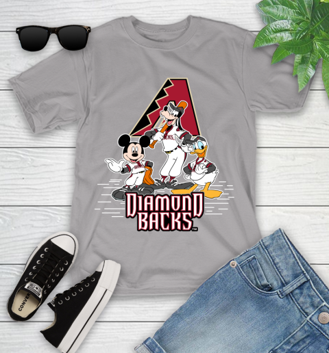 MLB Arizona Diamondbacks Mickey Mouse Donald Duck Goofy Baseball T Shirt Youth T-Shirt 4