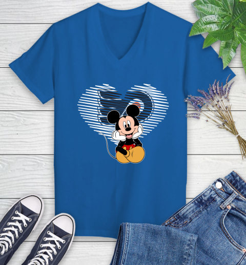NHL Philadelphia Flyers The Heart Mickey Mouse Disney Hockey Women's V-Neck T-Shirt 10