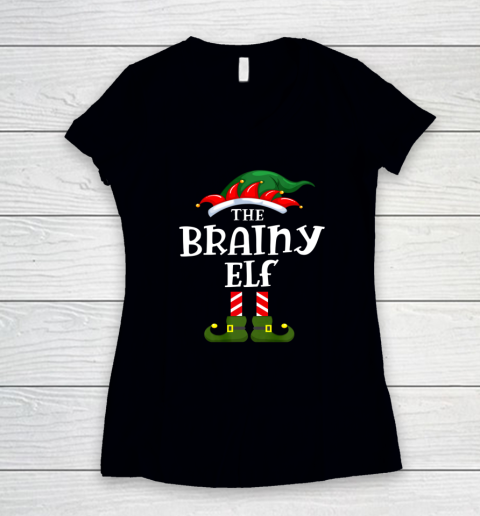 The Brainy ELF Christmas Pajama Family Women's V-Neck T-Shirt