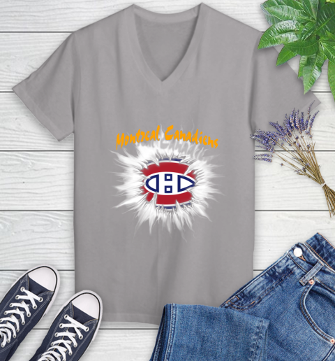 Montreal Canadiens NHL Hockey Adoring Fan Rip Sports Women's V-Neck T-Shirt 4