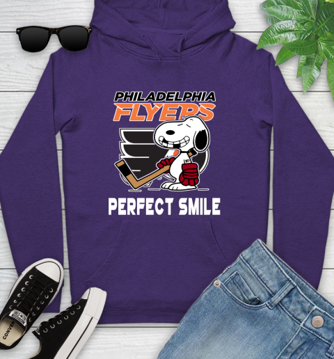 NHL Philadelphia Flyers Snoopy Perfect Smile The Peanuts Movie Hockey T Shirt Youth Hoodie 5