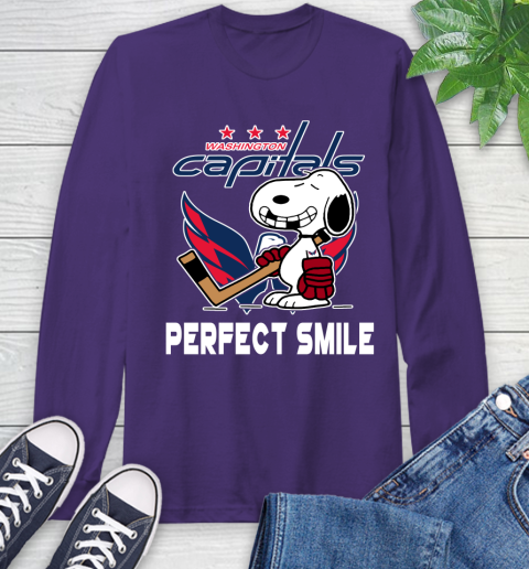 NHL Washington Capitals Snoopy Perfect Smile The Peanuts Movie Hockey T Shirt Long Sleeve T-Shirt 5