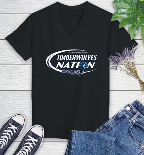NBA A True Friend Of The Minnesota Timberwolves Dilly Dilly Basketball Sports Women's V-Neck T-Shirt