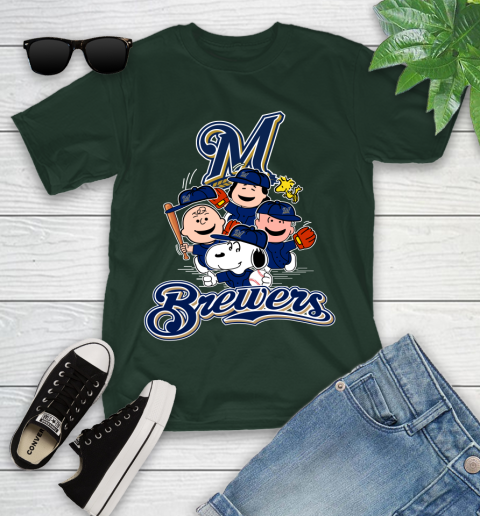 MLB Milwaukee Brewers Snoopy Charlie Brown Woodstock The Peanuts Movie Baseball T Shirt_000 Youth T-Shirt 5
