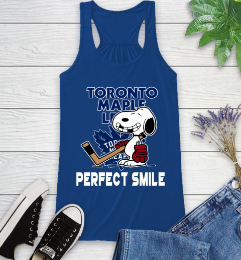 NHL Toronto Maple Leafs Snoopy Perfect Smile The Peanuts Movie Hockey T Shirt Racerback Tank 8