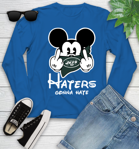 NFL New York Jets Haters Gonna Hate Mickey Mouse Disney Football T Shirt Youth Long Sleeve 10