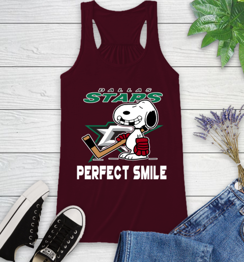NHL Dallas Stars Snoopy Perfect Smile The Peanuts Movie Hockey T Shirt Racerback Tank 2