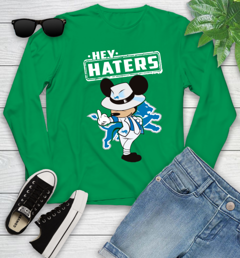 NFL Hey Haters Mickey Football Sports Detroit Lions Youth Long Sleeve 7