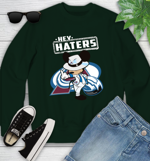NHL Hey Haters Mickey Hockey Sports Colorado Avalanche Youth Sweatshirt 9