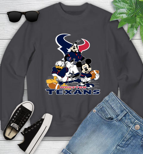 NFL Houston Texans Mickey Mouse Donald Duck Goofy Football Shirt Youth Sweatshirt 5