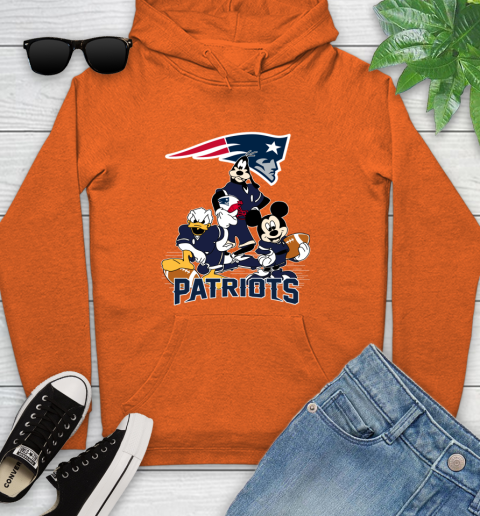 NFL New England Patriots Mickey Mouse Donald Duck Goofy Football Shirt Youth Hoodie 4