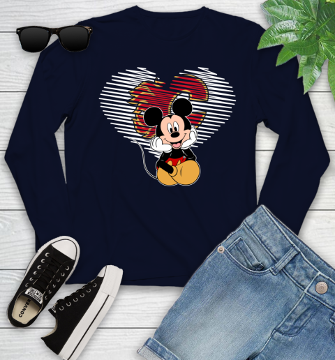 NHL Calgary Flames The Heart Mickey Mouse Disney Hockey Youth Long Sleeve 2