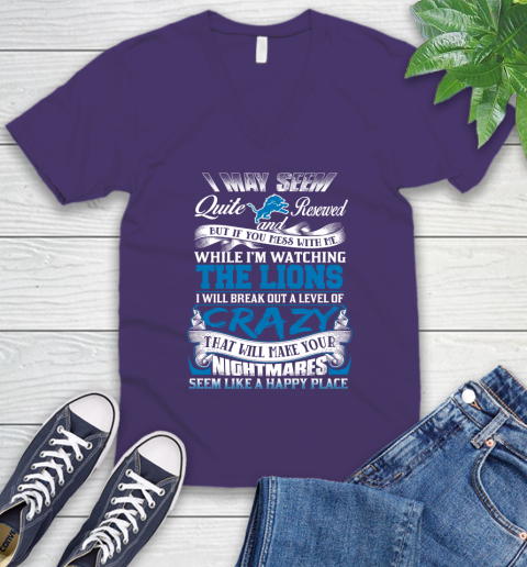 Detroit Lions NFL Football Don't Mess With Me While I'm Watching My Team V-Neck T-Shirt 9