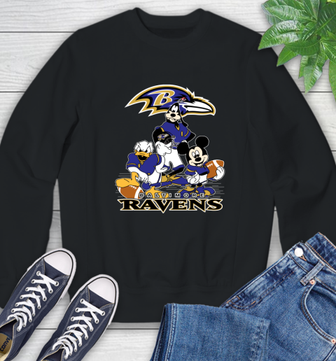 NFL Baltimore Ravens Mickey Mouse Donald Duck Goofy Football Shirt Sweatshirt