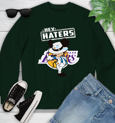 NBA Hey Haters Mickey Basketball Sports Los Angeles Lakers Youth Sweatshirt 9