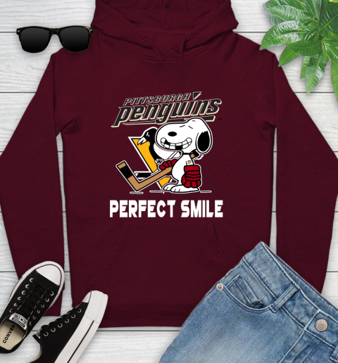 NHL Pittsburgh Penguins Snoopy Perfect Smile The Peanuts Movie Hockey T Shirt Youth Hoodie 7