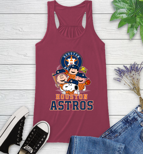 MLB Houston Astros Snoopy Charlie Brown Woodstock The Peanuts Movie Baseball T Shirt Racerback Tank 7