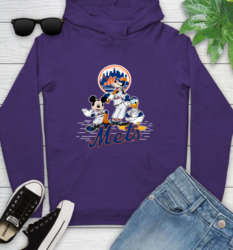 MLB New York Mets Mickey Mouse Donald Duck Goofy Baseball T Shirt Youth Hoodie 5