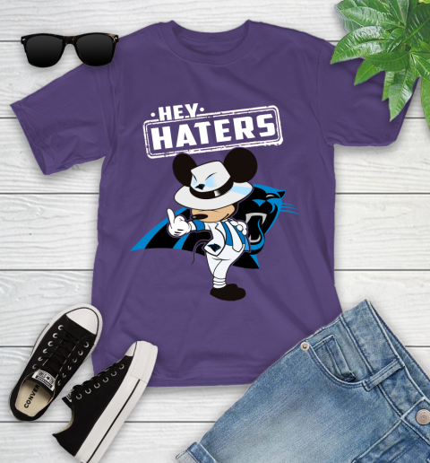NFL Hey Haters Mickey Football Sports Carolina Panthers Youth T-Shirt 3