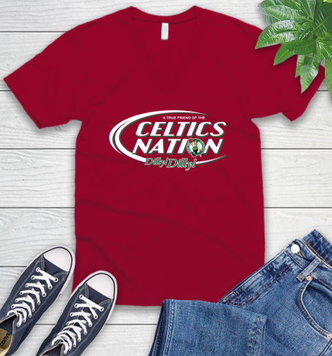 NBA A True Friend Of The Boston Celtics Dilly Dilly Basketball Sports V-Neck T-Shirt 7