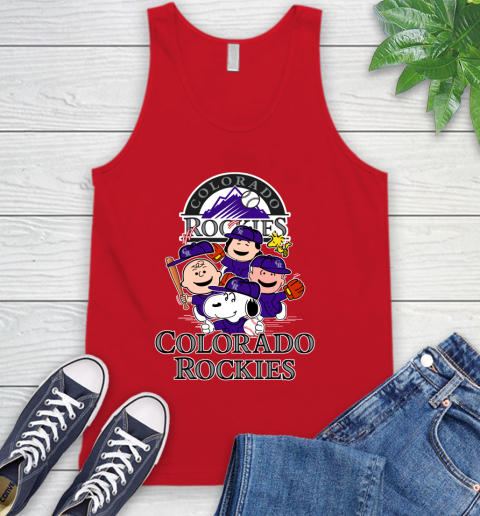 MLB Colorado Rockies Snoopy Charlie Brown Woodstock The Peanuts Movie Baseball T Shirt_000 Tank Top 5