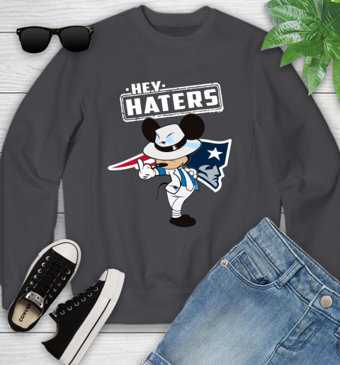 NFL Hey Haters Mickey Football Sports New England Patriots Youth Sweatshirt 5