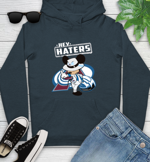 NHL Hey Haters Mickey Hockey Sports Colorado Avalanche Youth Hoodie 10