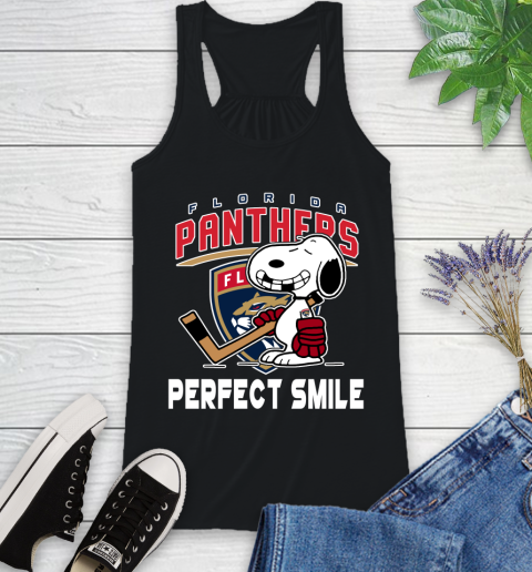 NHL Florida Panthers Snoopy Perfect Smile The Peanuts Movie Hockey T Shirt Racerback Tank