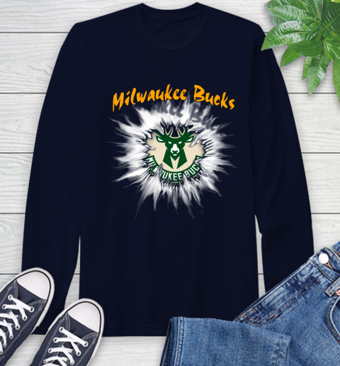 Milwaukee Bucks NBA Basketball Rip Sports Long Sleeve T-Shirt 3