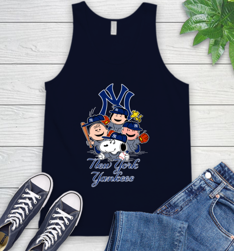 MLB New York Yankees Snoopy Charlie Brown Woodstock The Peanuts Movie Baseball T Shirt_000 Tank Top 2