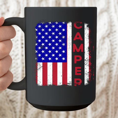 Camper USA Camping Patriotic American Flag Vintage Ceramic Mug 15oz