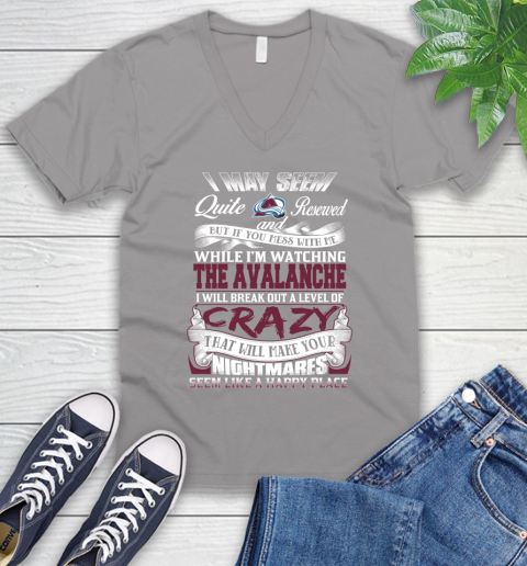 Colorado Avalanche NHL Hockey Don't Mess With Me While I'm Watching My Team V-Neck T-Shirt 3