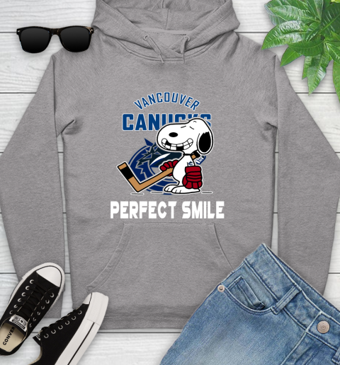 NHL Vancouver Canucks Snoopy Perfect Smile The Peanuts Movie Hockey T Shirt Youth Hoodie 6