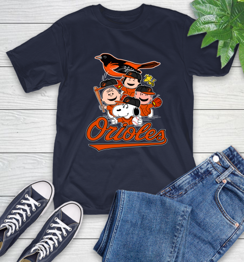 MLB Baltimore Orioles Snoopy Charlie Brown Woodstock The Peanuts Movie Baseball T Shirt_000 T-Shirt 3
