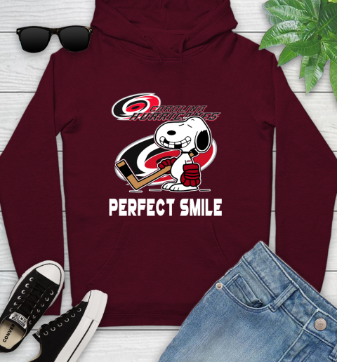 NHL Carolina Hurricanes Snoopy Perfect Smile The Peanuts Movie Hockey T Shirt Youth Hoodie 7