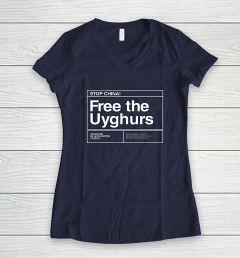 Free the Uyghurs Stop China Women's V-Neck T-Shirt 7