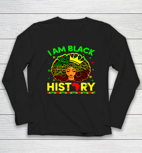 Black Girl, Women Shirt African American Pride Queen Girl I Am Black History Funny Long Sleeve T-Shirt