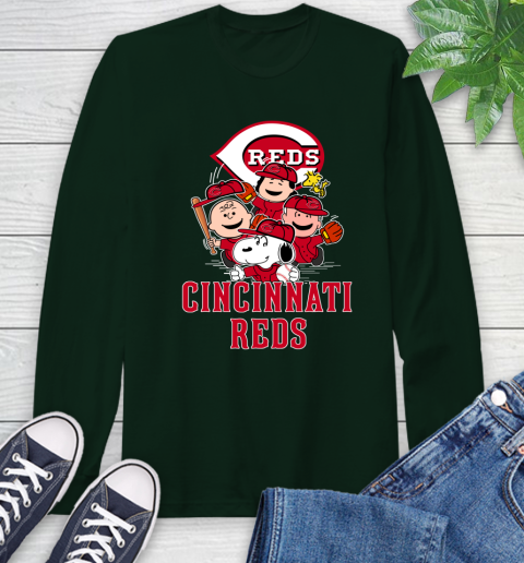 MLB Cincinnati Reds Snoopy Charlie Brown Woodstock The Peanuts Movie Baseball T Shirt_000 Long Sleeve T-Shirt 7