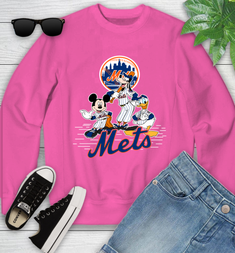 MLB New York Mets Mickey Mouse Donald Duck Goofy Baseball T Shirt Youth Sweatshirt 6