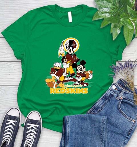 NFL Washington Redskins Mickey Mouse Donald Duck Goofy Football Shirt Women's T-Shirt 9