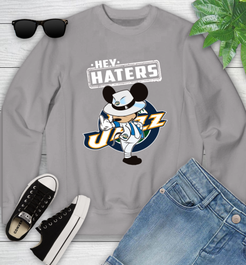 NBA Hey Haters Mickey Basketball Sports Utah Jazz Youth Sweatshirt 3