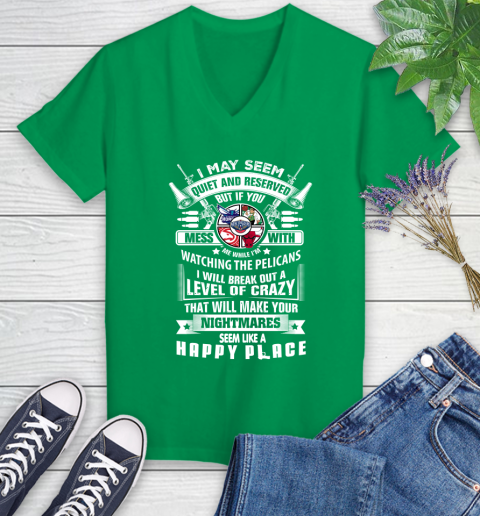 New Orleans Pelicans NBA Basketball Don't Mess With Me While I'm Watching My Team Sports Women's V-Neck T-Shirt 5