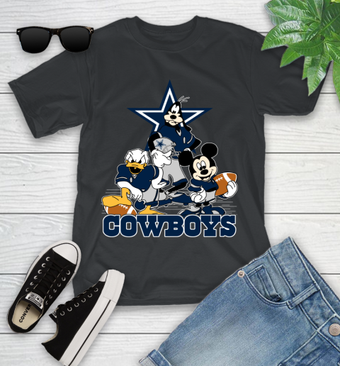 NFL Dallas Cowboys Mickey Mouse Donald Duck Goofy Football Shirt Youth T-Shirt